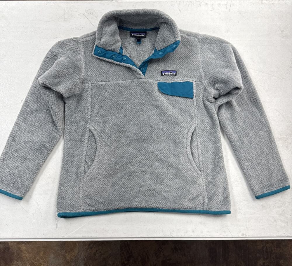 Patagonia Women’s Gray Blue Snap T Fleece Sweatshirt Size S